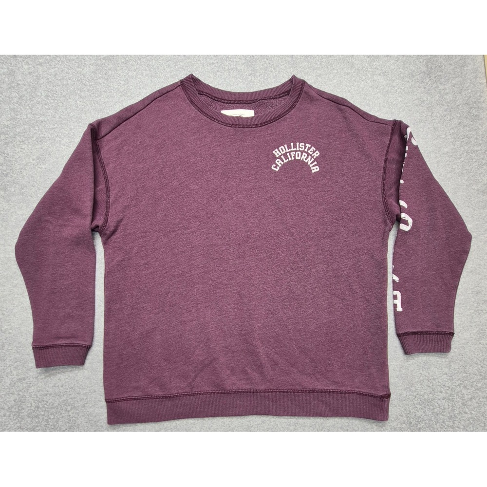 Vintage Hollister Sweatshirt Womens M Burgundy Forever Coastal Honolulu Crewneck